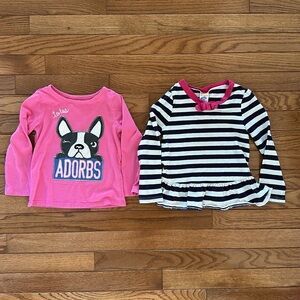 🐶  Gymboree and Okie Dokie girls 3T tee shirt bundle pink dog adorbs long sleeve